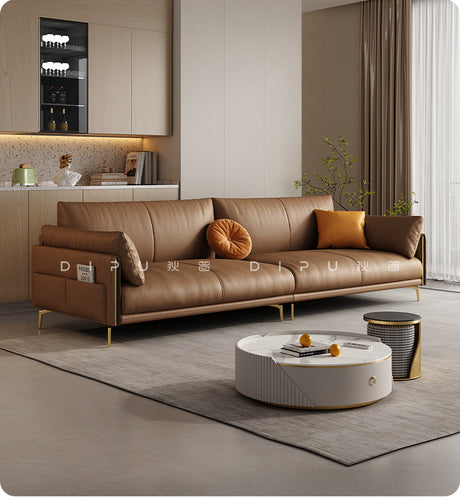 DIPU Mack Cream Minimalist Cowhide Sofa from DIPU