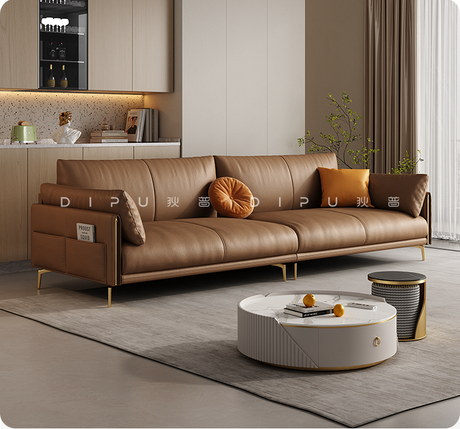 DIPU Mack Cream Minimalist Cowhide Sofa from DIPU