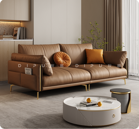 DIPU Mack Cream Minimalist Cowhide Sofa from DIPU