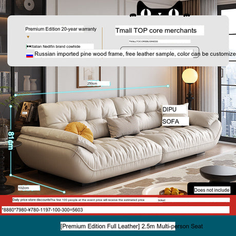 DIPU Cassius Minimalist Cream Leather Sofa from DIPU