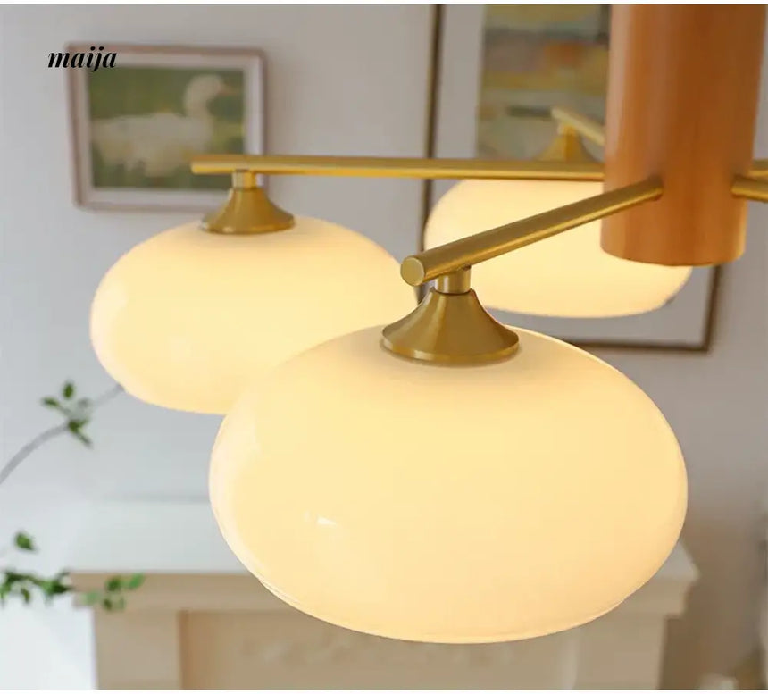 NANCY Japanese Retro Glass Chandelier Walnut Style from NANCY