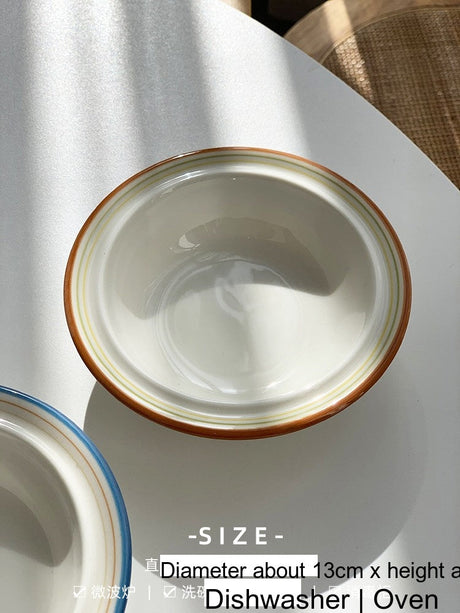 YASUKI Minja Retro Striped Ceramic Soup Bowl from YASUKI