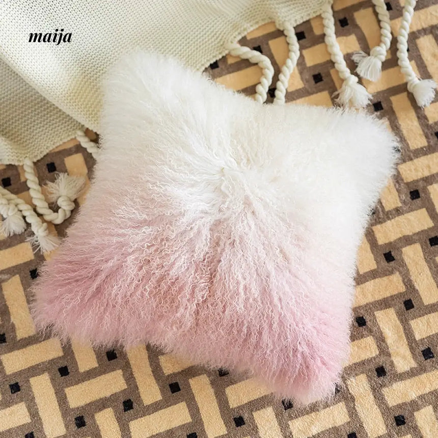 MISTYWOOD Pink Wool Pillow for Living Room from MISTYWOOD