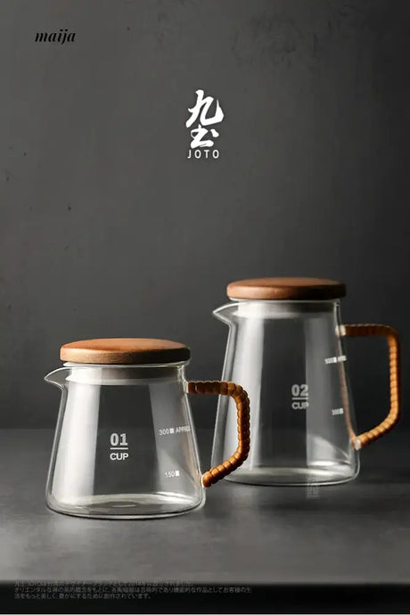 JOTO Rough Pottery Coffee Sharing Pot Wooden Lid from JOTO