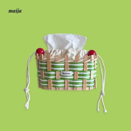 CLICK Colorful Woven Tissue Storage Basket with Drawstring from CLICK