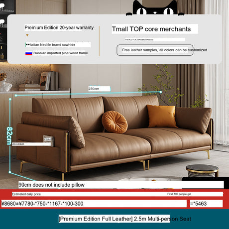 DIPU Mack Cream Minimalist Cowhide Sofa from DIPU