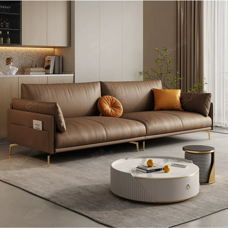 DIPU Mack Cream Minimalist Cowhide Sofa from DIPU