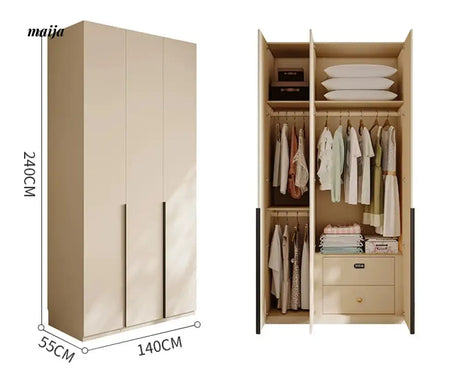MEIHOUSE Cream Bedroom Wardrobe Flat Door Storage Cabinet from MEIHOUSE