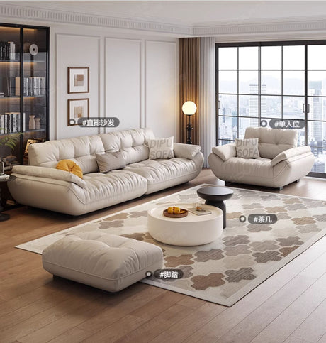 DIPU Cassius Minimalist Cream Leather Sofa from DIPU