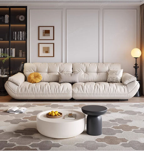 DIPU Cassius Minimalist Cream Leather Sofa from DIPU