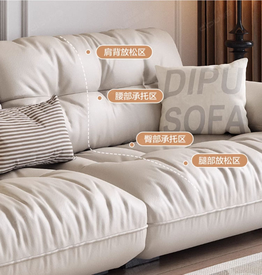 DIPU Cassius Minimalist Cream Leather Sofa from DIPU