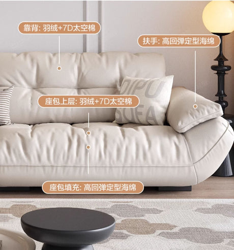 DIPU Cassius Minimalist Cream Leather Sofa from DIPU