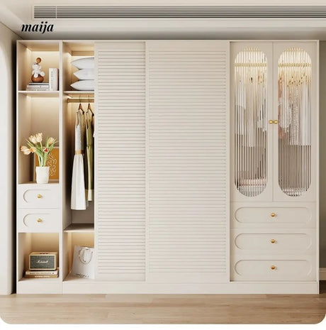 MEIHOUSE French Cream Sliding Door Bedroom Wardrobe Modern Storage from MEIHOUSE