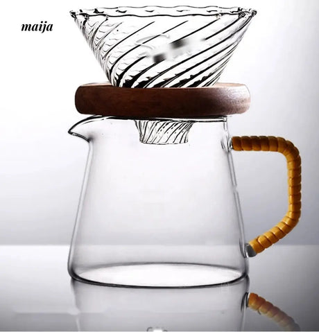 JOTO Rough Pottery Coffee Sharing Pot Wooden Lid from JOTO