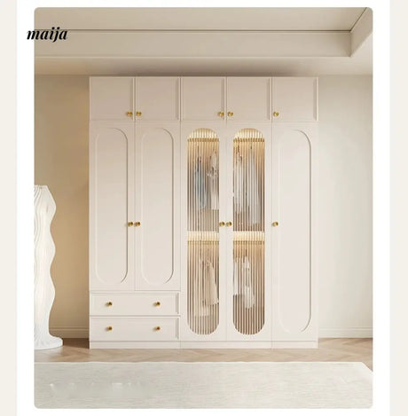 MEIHOUSE French Cream Wardrobe Modern Bedroom Storage Cabinet from MEIHOUSE