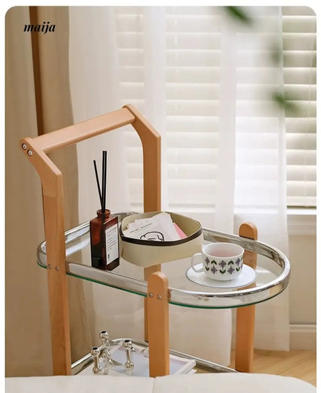 LOWERLEFT Wooden Glass Swivel Cart from Lower Left