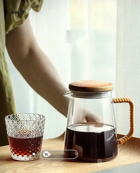 JOTO Rough Pottery Coffee Sharing Pot Wooden Lid from JOTO
