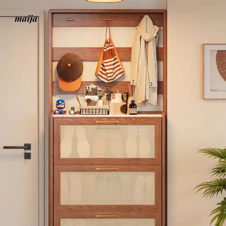 Ultra Thin Solid Wood Shoe Cabinet from AI