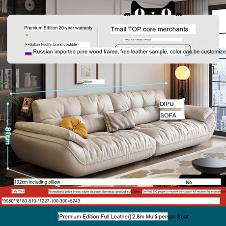 DIPU Cassius Minimalist Cream Leather Sofa from DIPU