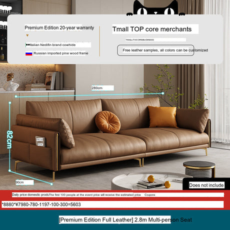 DIPU Mack Cream Minimalist Cowhide Sofa from DIPU