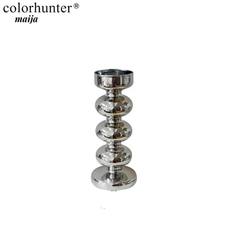 COLOURHUNTER Glossy Black Scandinavian Silver Retro Candle Holder from maija