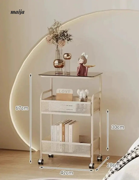 Gladys Movable Bedside Table and Storage Cart from Yeter