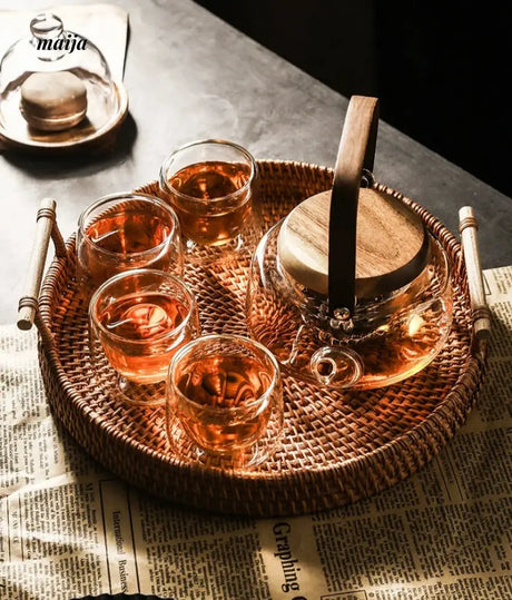 Flower Heat Resistant Glass Tea Set with Tray from KIMACHI