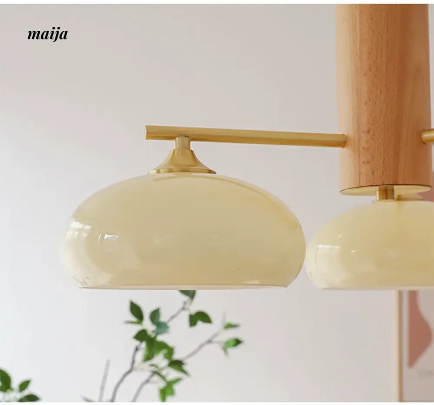NANCY Japanese Retro Glass Chandelier Walnut Style from NANCY