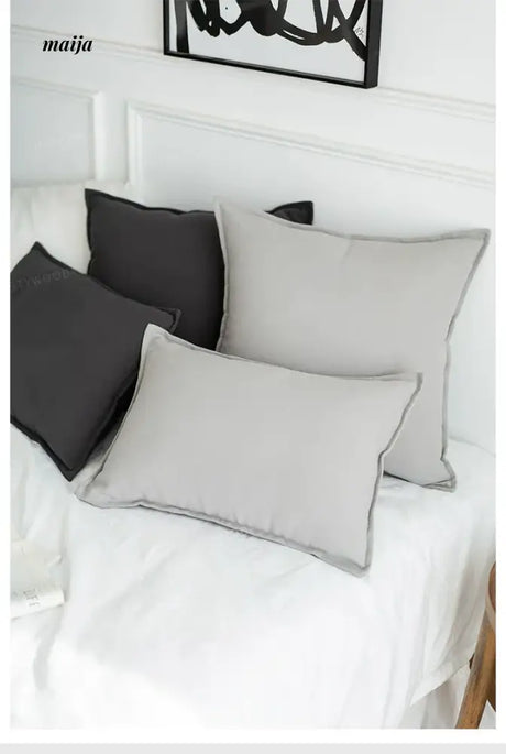 MISTYWOOD White Cotton Pillowcase with Green Accents from MISTYWOOD