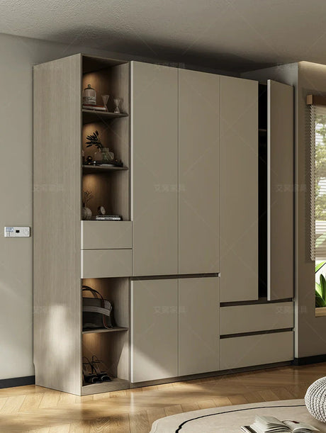 AIWO Sylvain Handless Solid Wood Wardrobe with Multi-Layer Storage from AIWO