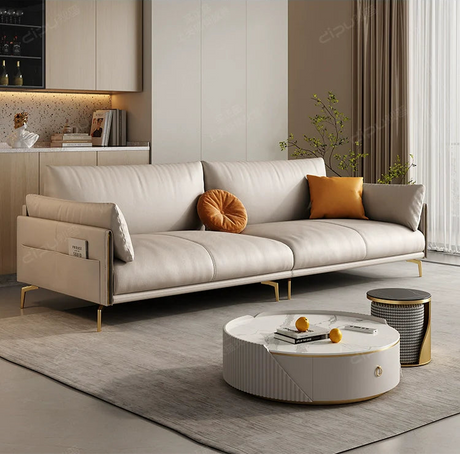 DIPU Mack Cream Minimalist Cowhide Sofa from DIPU