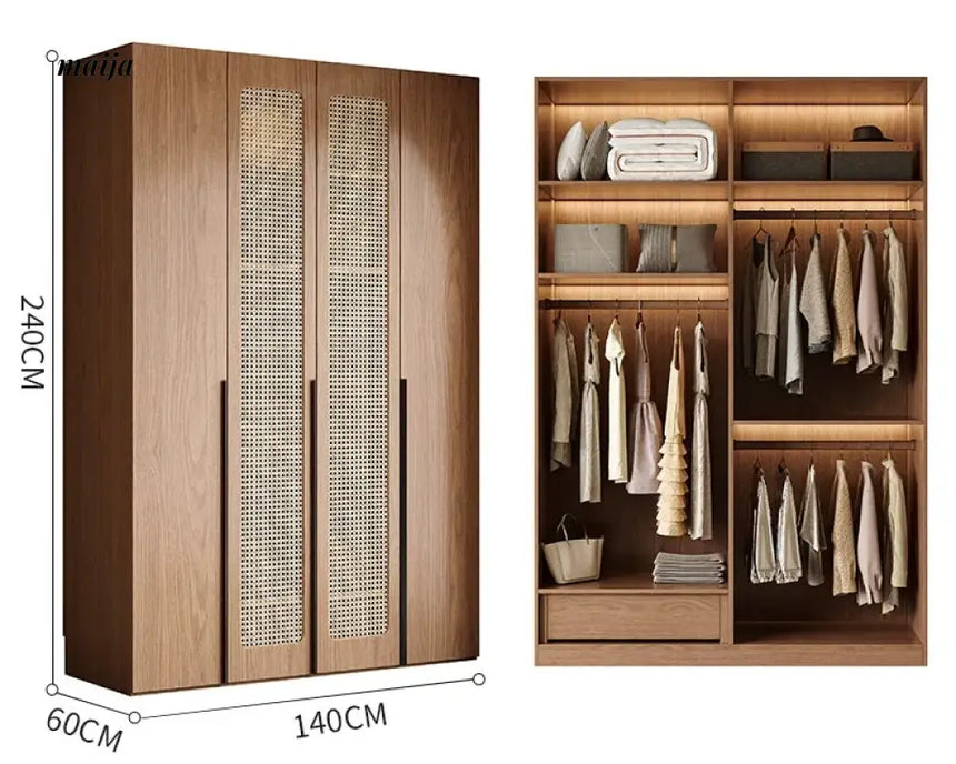MEIHOUSE Medieval Rattan Glass Door Bedroom Wardrobe Modern Storage from MEIHOUSE