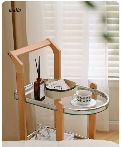 LOWERLEFT Wooden Glass Swivel Cart from Lower Left