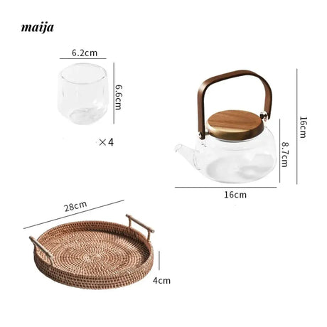 Flower Heat Resistant Glass Tea Set with Tray from KIMACHI