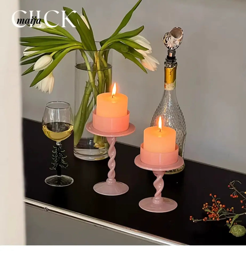 CLICK Fuchsia Spiral Candle Handmade for Valentine's Day from CLICK