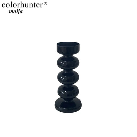 COLOURHUNTER Glossy Black Scandinavian Silver Retro Candle Holder from maija