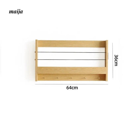 OGI NO RYOHIN Wall Magazine Shelf with Solid Wood Hooks from HOBBYTREE