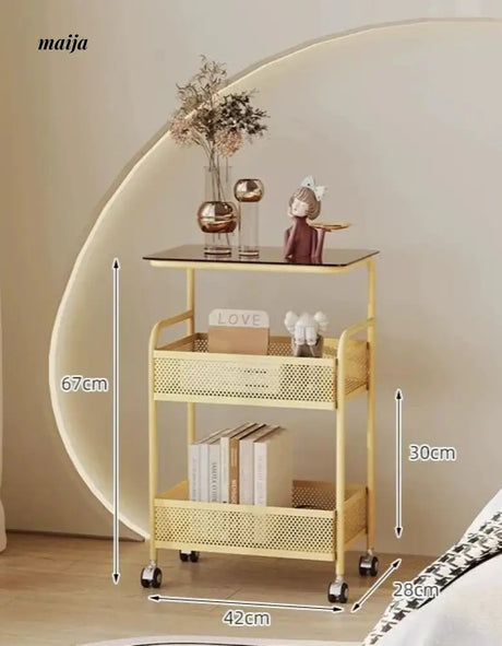 Gladys Movable Bedside Table and Storage Cart from Yeter