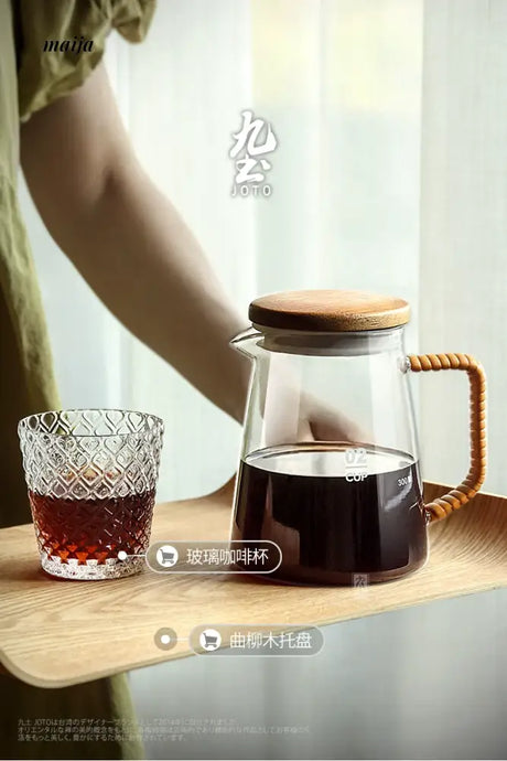JOTO Rough Pottery Coffee Sharing Pot Wooden Lid from JOTO