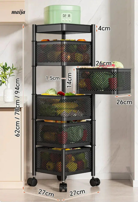 Kitchen Rotating Multifunctional Storage Trolley from maija