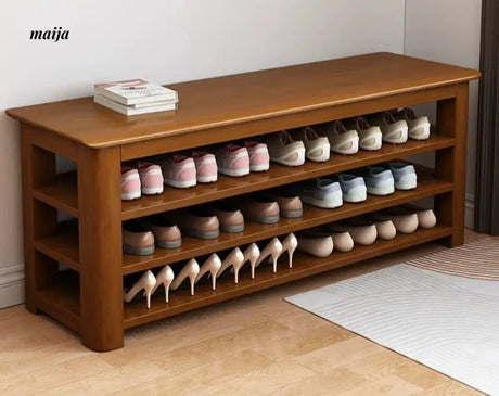 Evergreen Solid Wood Shoe Stool from maija