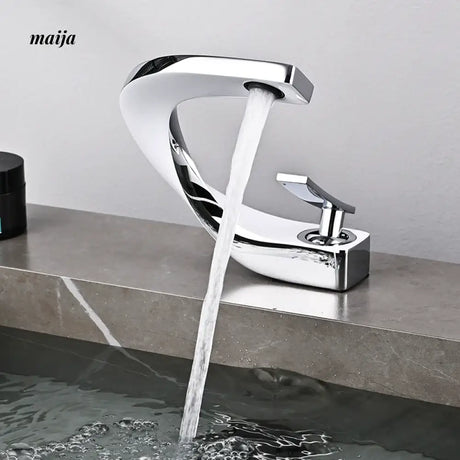 Creative Curve Copper Basin Faucet from Kaiyashi
