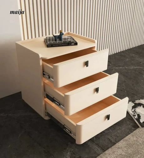 Jacobson Leather Wrap Bedside Table from Mufanli