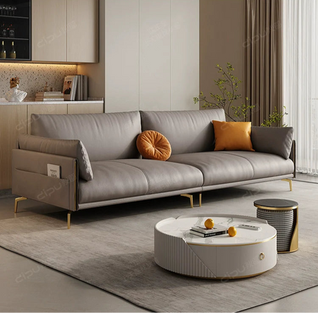 DIPU Mack Cream Minimalist Cowhide Sofa from DIPU
