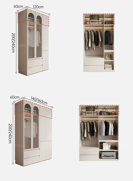 AIWO Bastien Wardrobe with Desk and Handle-Free Modern Design from AIWO