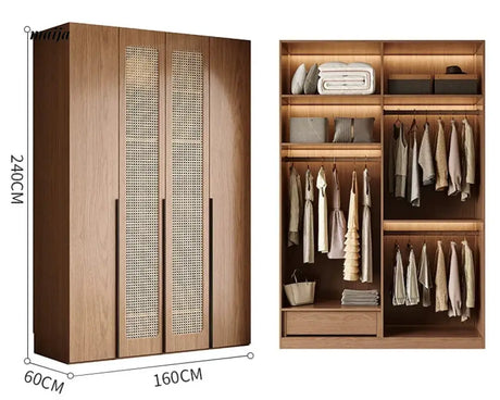 MEIHOUSE Medieval Rattan Glass Door Bedroom Wardrobe Modern Storage from MEIHOUSE