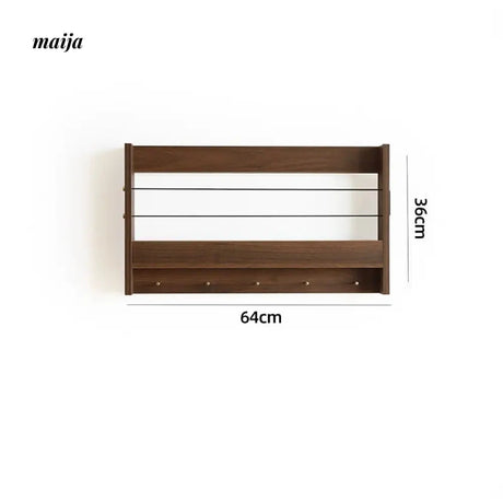 OGI NO RYOHIN Wall Magazine Shelf with Solid Wood Hooks from HOBBYTREE