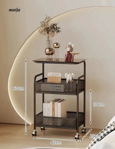 Gladys Movable Bedside Table and Storage Cart from Yeter