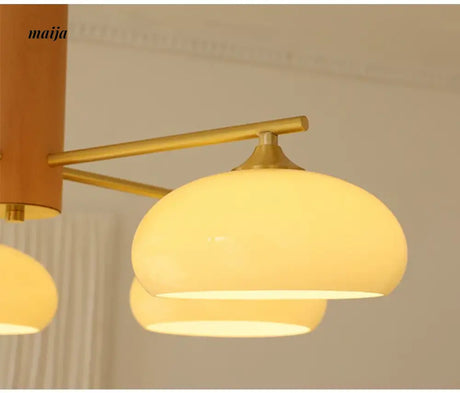 NANCY Japanese Retro Glass Chandelier Walnut Style from NANCY