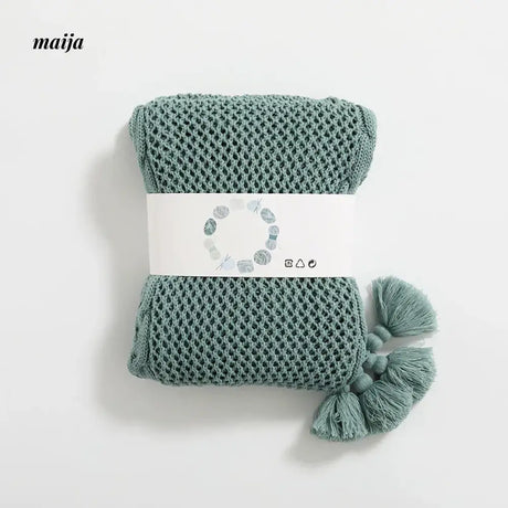 MISTYWOOD Knitted Cushion with Blanket Stripes from MISTYWOOD